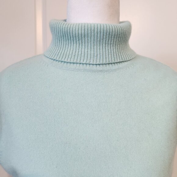 Women's Chadwick's Cyan Cashmere Sleeveless Turtleneck Size Large - Picture 5 of 11